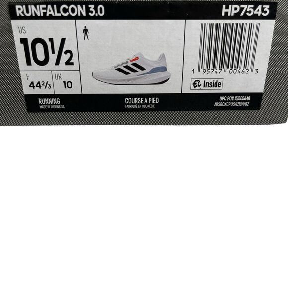Adidas Runfalcon 3.0 Mens Athletic Trail Shoes Size 10.5 White/Orange/Gray - Picture 7 of 8
